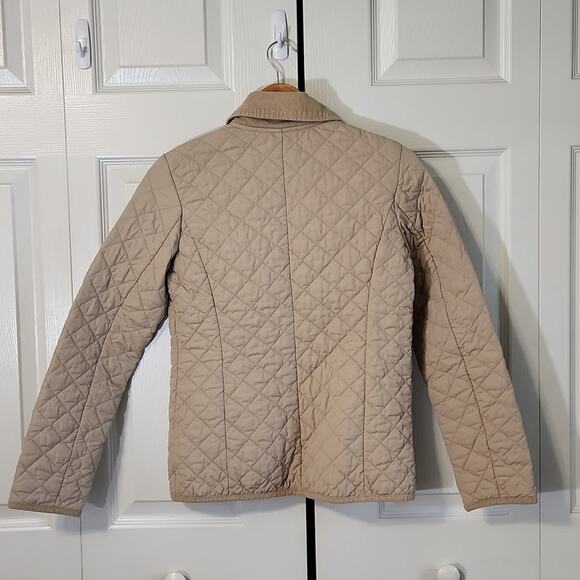 Old Navy Womens Tan Quilted Jacket Size XS Snap Front Pockets Corduroy Collar - Picture 2 of 8